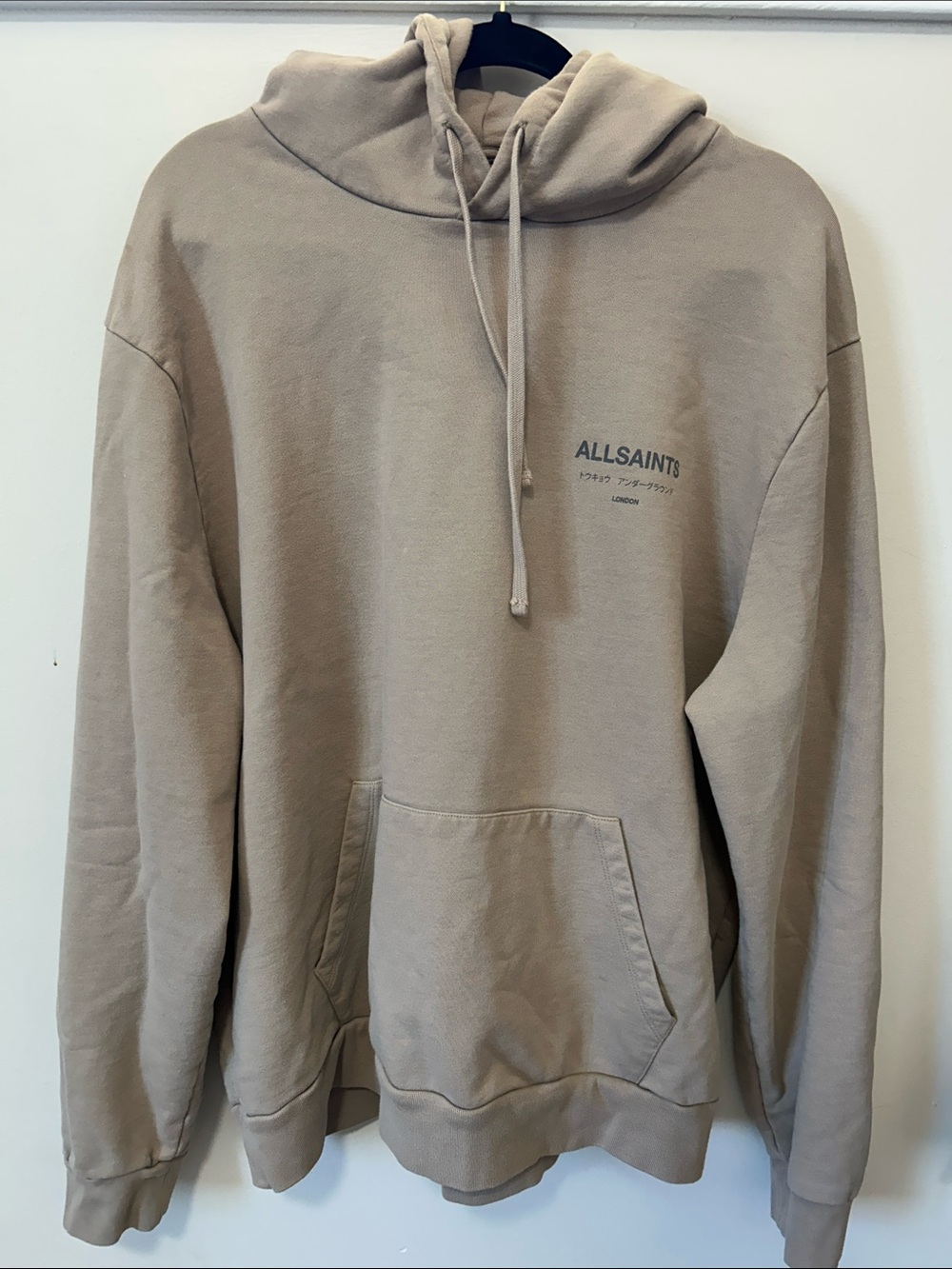 AllSaints Men's Stone Beige Pullover Hoodie